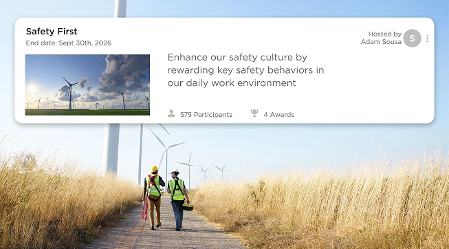 A safety incentive program on O.C. Tanner's employee recognition platform.