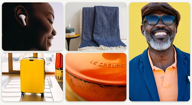 Headphones, luggage, home goods and gifts available for employees on O.C. Tanner's platform.