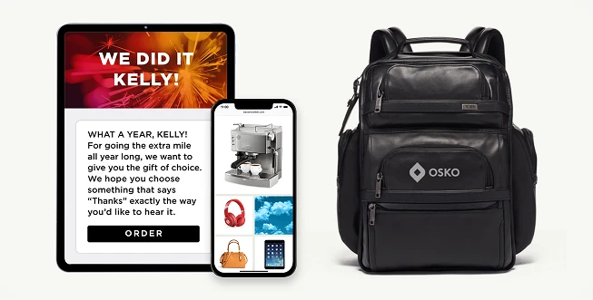 O.C. Tanner's select-a-gift experience with custom-branded merchandise.