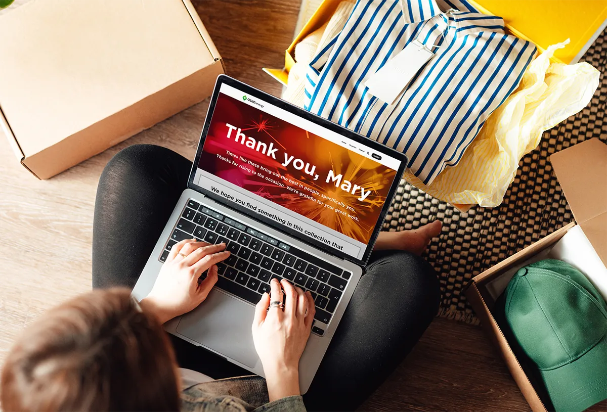 O.C. Tanner's Select-a-gift desktop experience for celebrating the end of the work year.