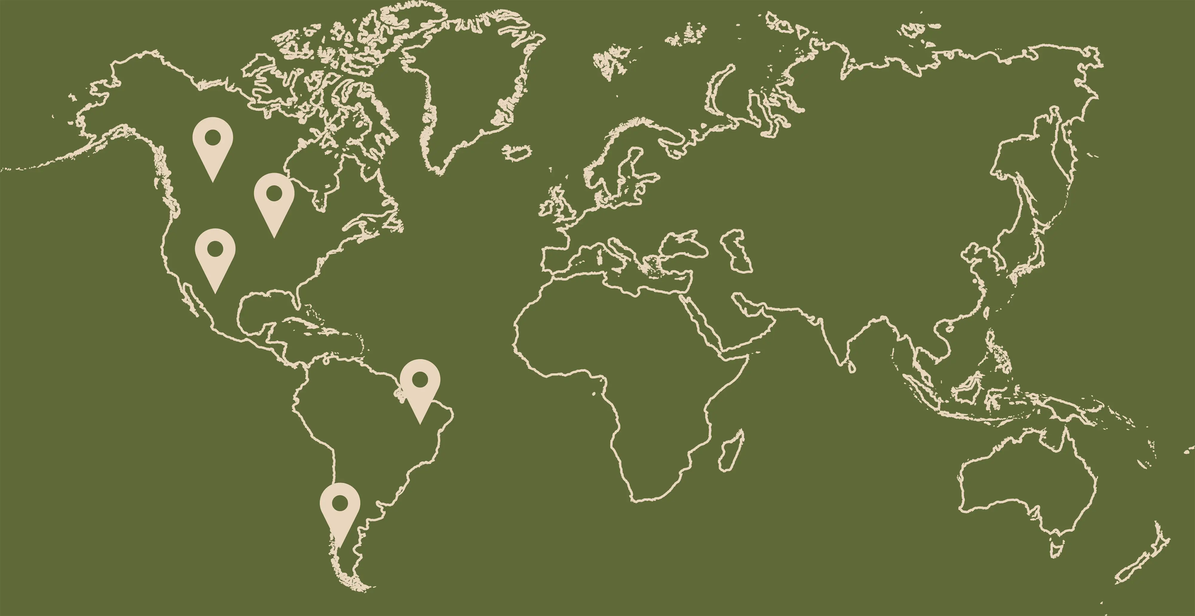 A map showing the locations in the Americas where O.C. Tanner surveyed employees for the 2027 Global Culture Report
