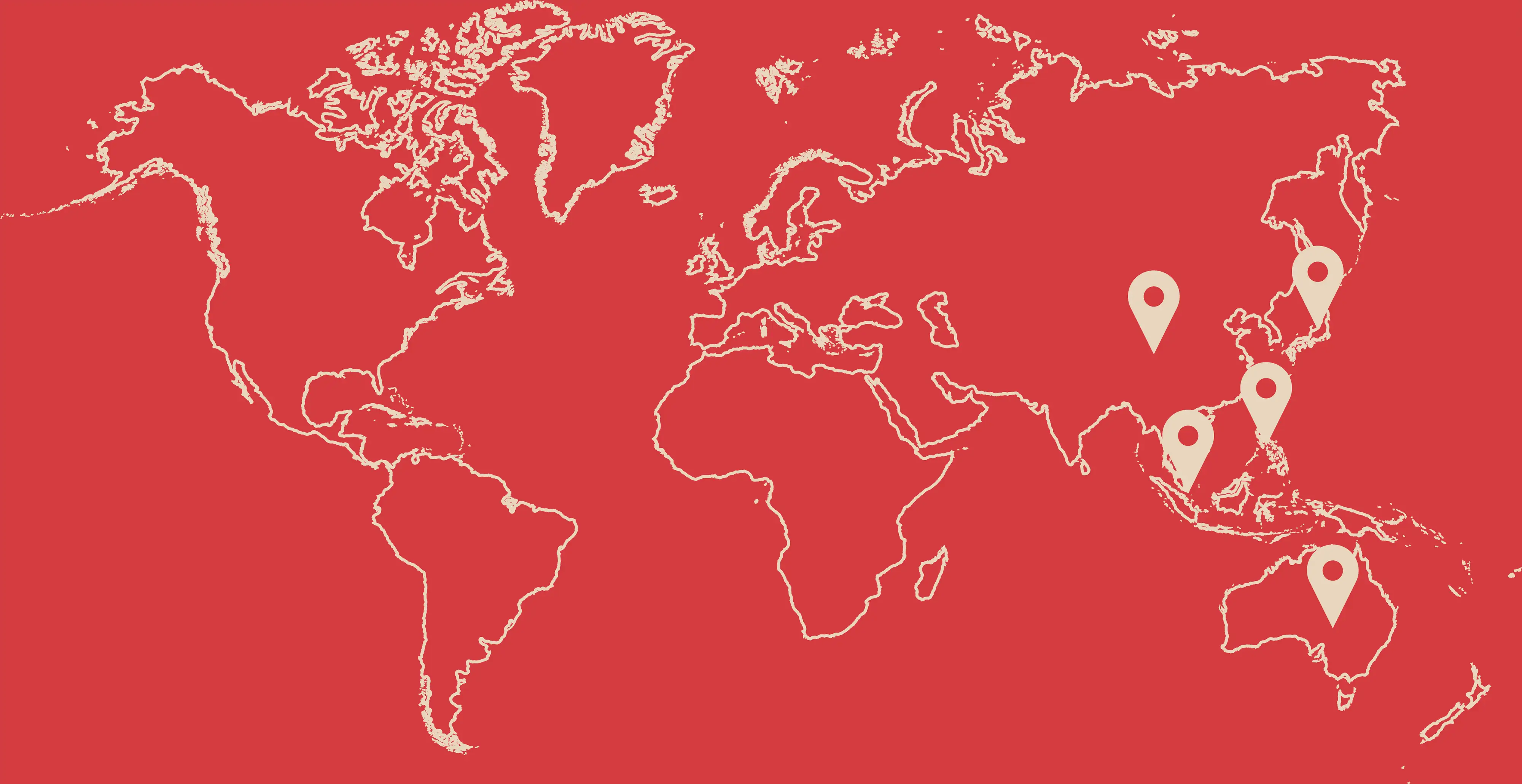 A map showing the locations in APAC where O.C. Tanner surveyed employees for the 2027 Global Culture Report