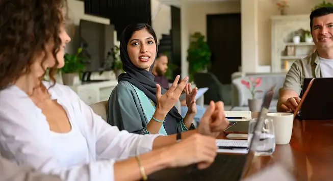 Employees meeting in an office