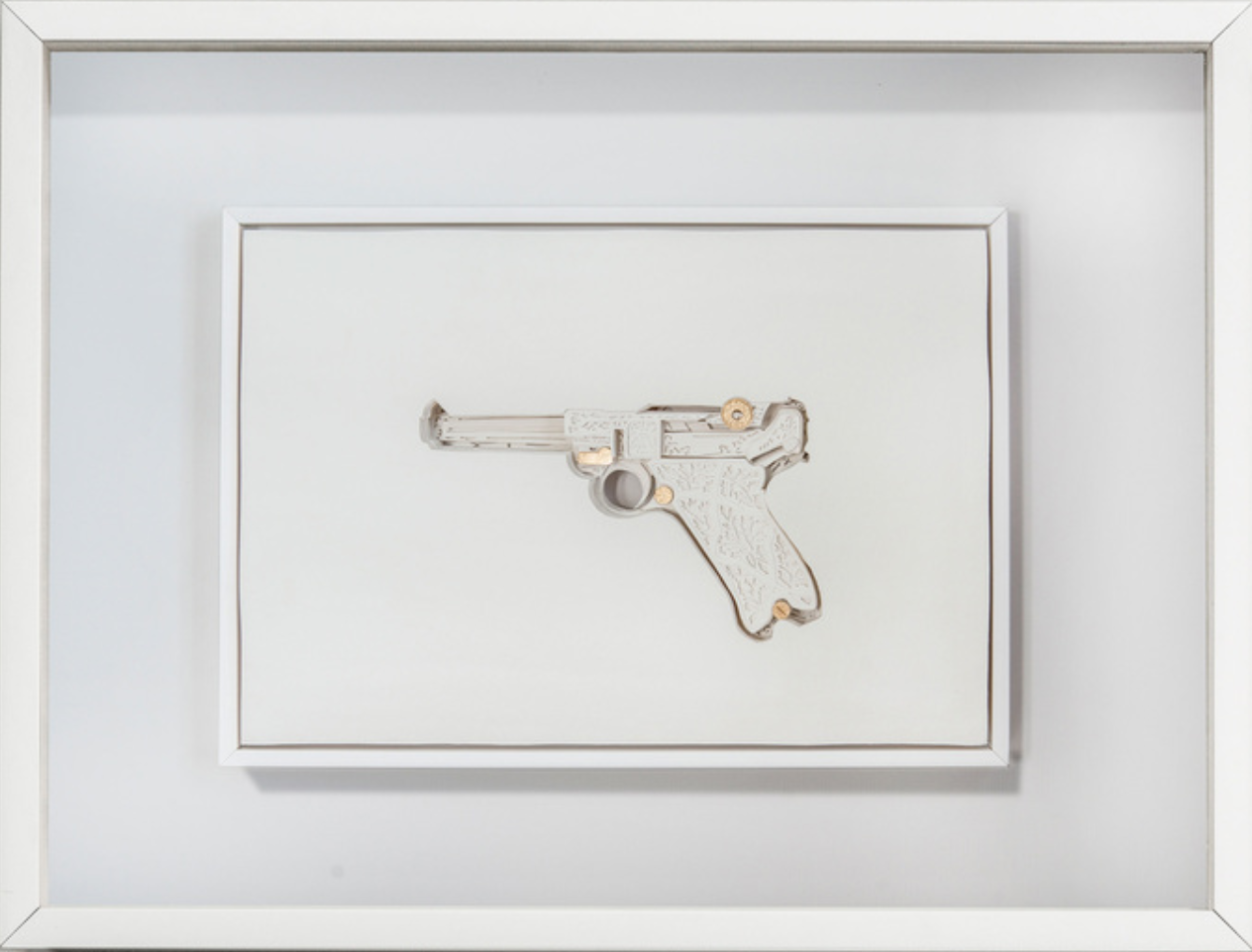 El Apartamento, Ariamna Contino, Relicario, 2019, Hand cut paper and gold leaf, 17 7/10 x 23 3/5 in, 45 x 60 cm