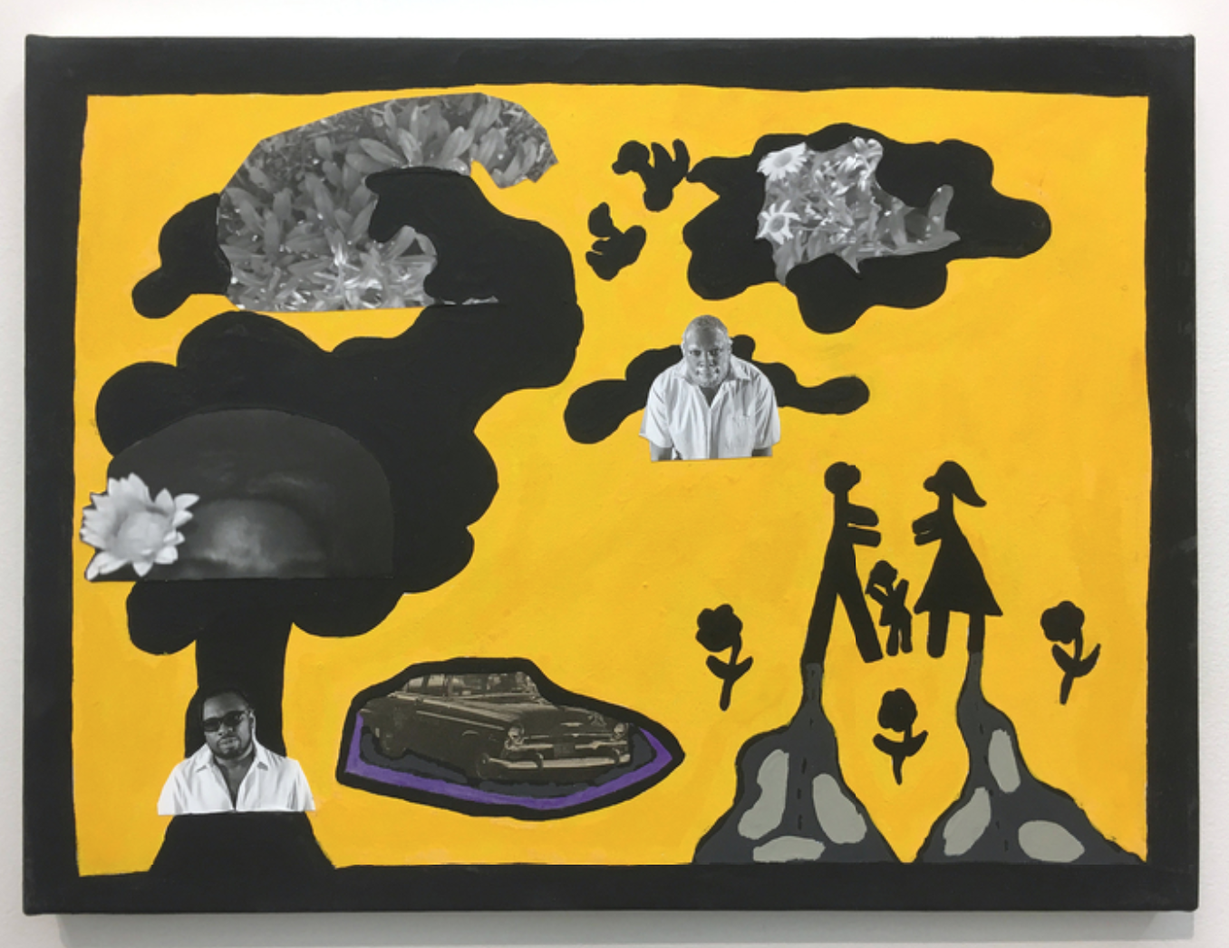 Sean Horton (presents), Kalup Linzy, Us and Us, 2019, Gouache and photo collage on canvas, 12 x 16 in, 30.5 x 40.6 cm