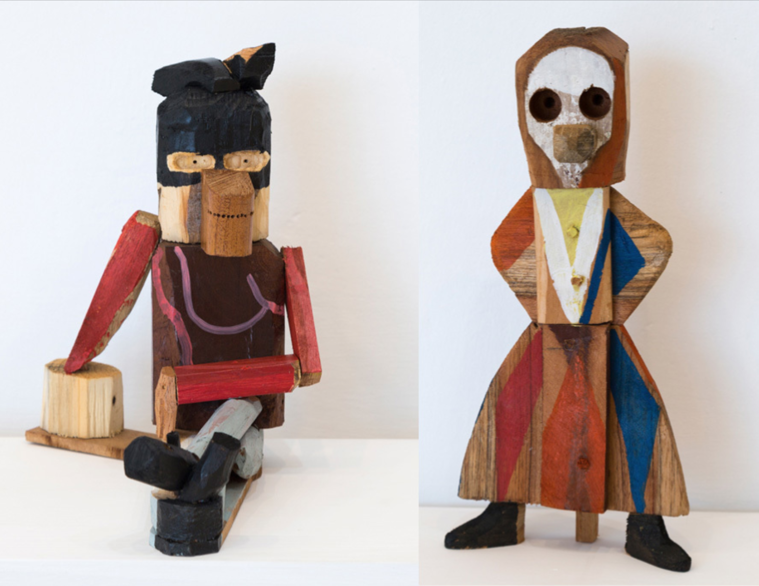 El Apartamento: Orestes Hernández Palacios (CU), Good morning, 2020, Polychromed wood carving, 14 1/5 × 5 3/10 × 6 7/10 in, 35.6 × 12.7 × 15.2 cm