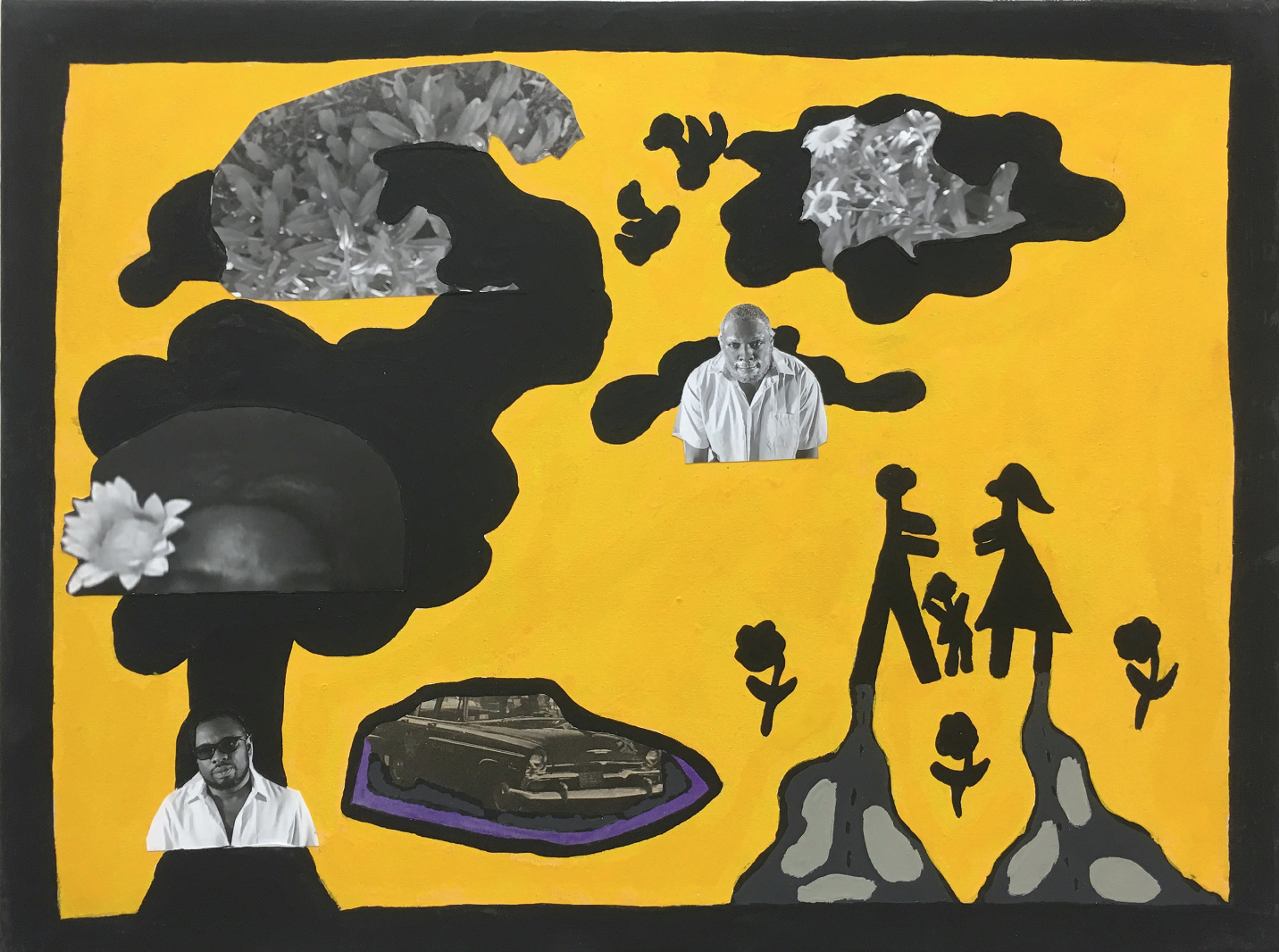 Sean Horton (presents): Kalup Linzy, Us and Us, 2019, Gouache and photo collage on canvas, 12 × 16 in, 30.5 × 40.6 cm