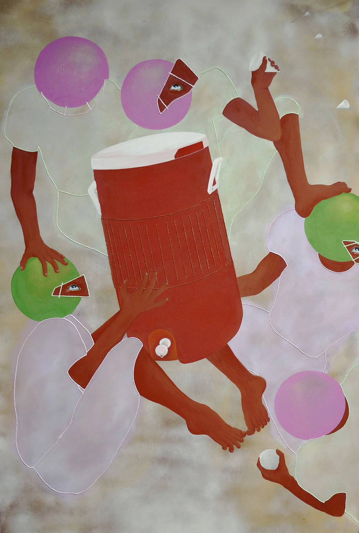 Ranee Henderson, Defensive Formationz, 2017, Oil on Canvas, 72x48in, Courtesy of Rubber Factory