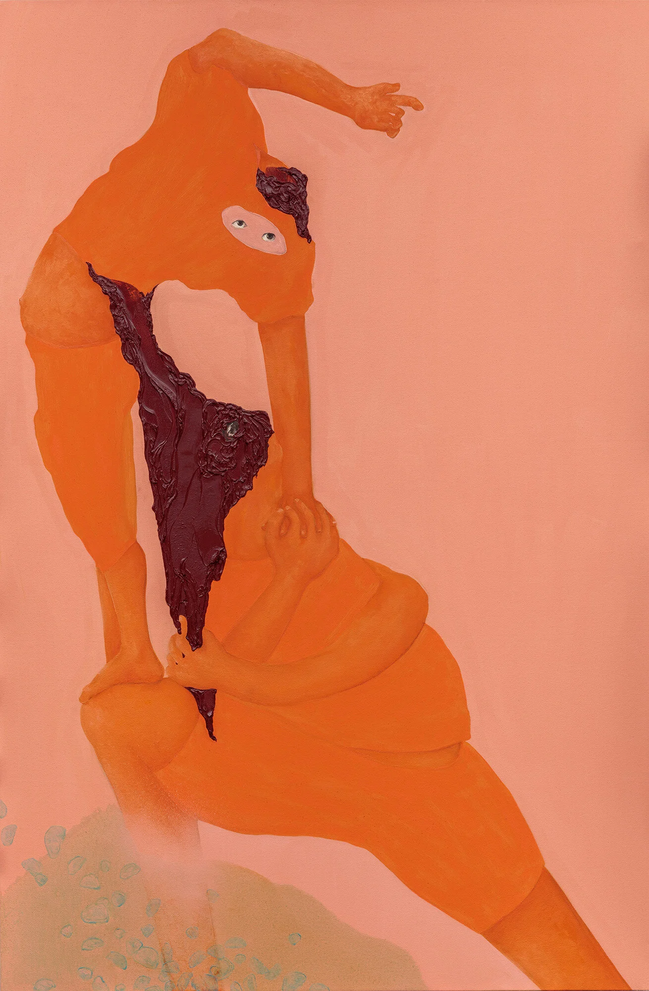 Ranee Henderson, Sacked and scrambling (2017) Oil on canvas, 72 × 40 in, Courtesy of Rubber Factory