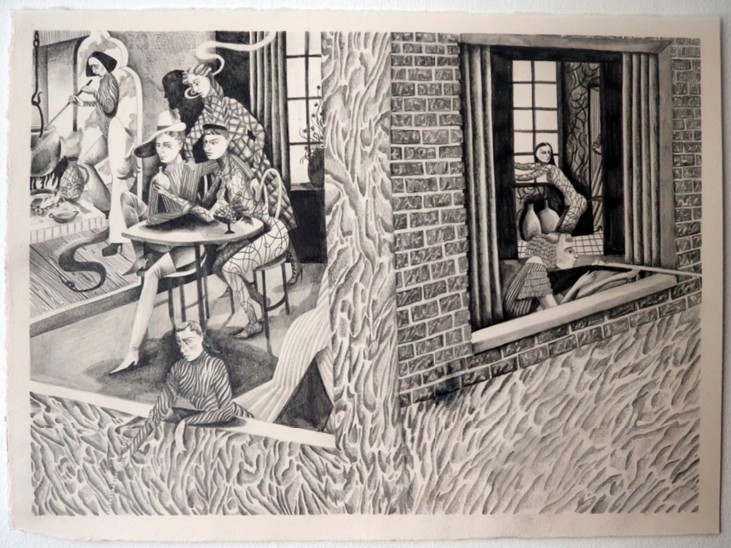 Jessie Makinson Shadow licker 2020, Pencil on paper, 15 × 11 in, 38 × 28 cm. Courtesy of Fabian Lang Gallery