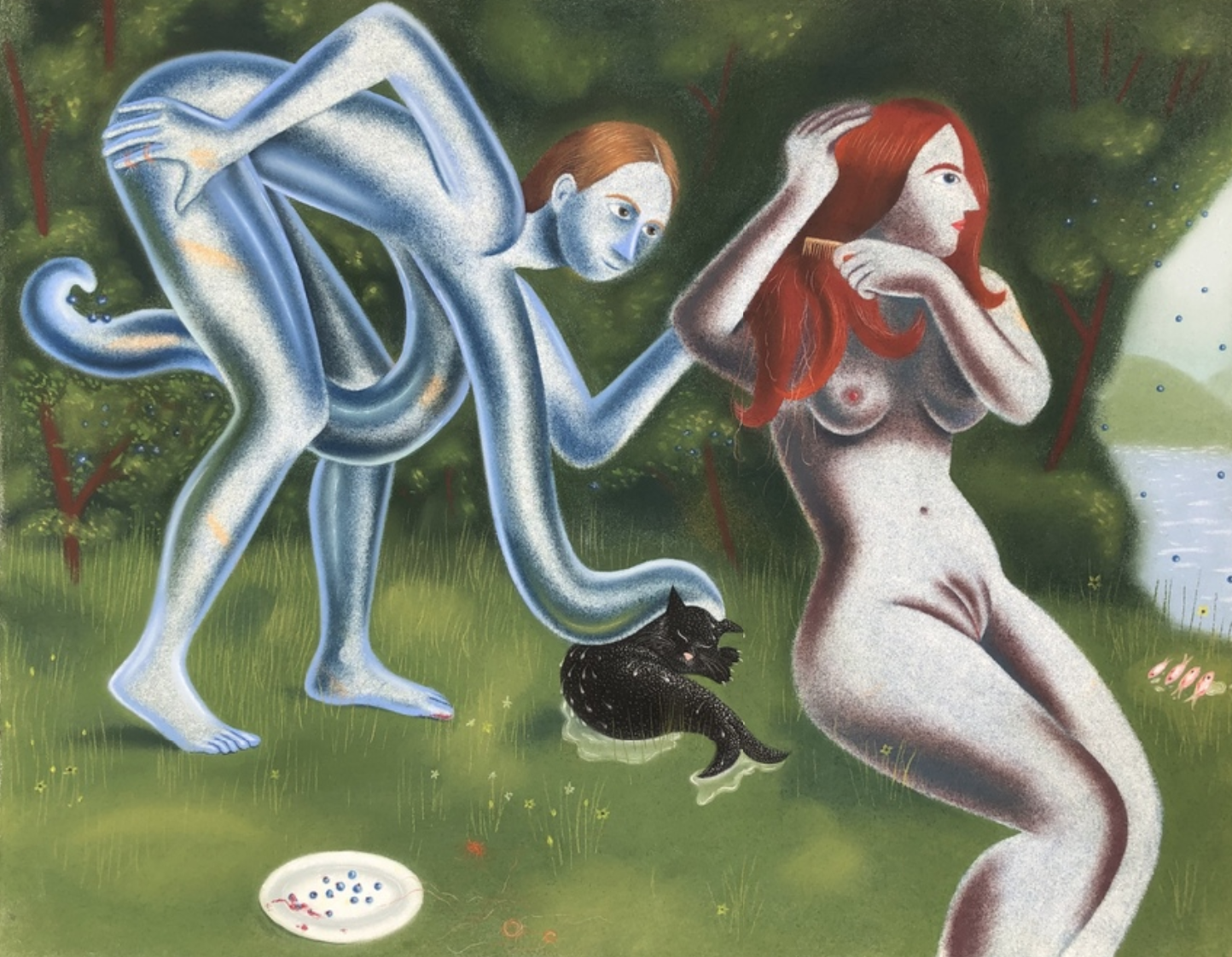 Sara Anstis Blueberries 2020, Pastel on paper, 18 7/10 × 14 2/5 in, 47.5 × 36.5 cm. Courtesy of Fabian Lang Gallery.