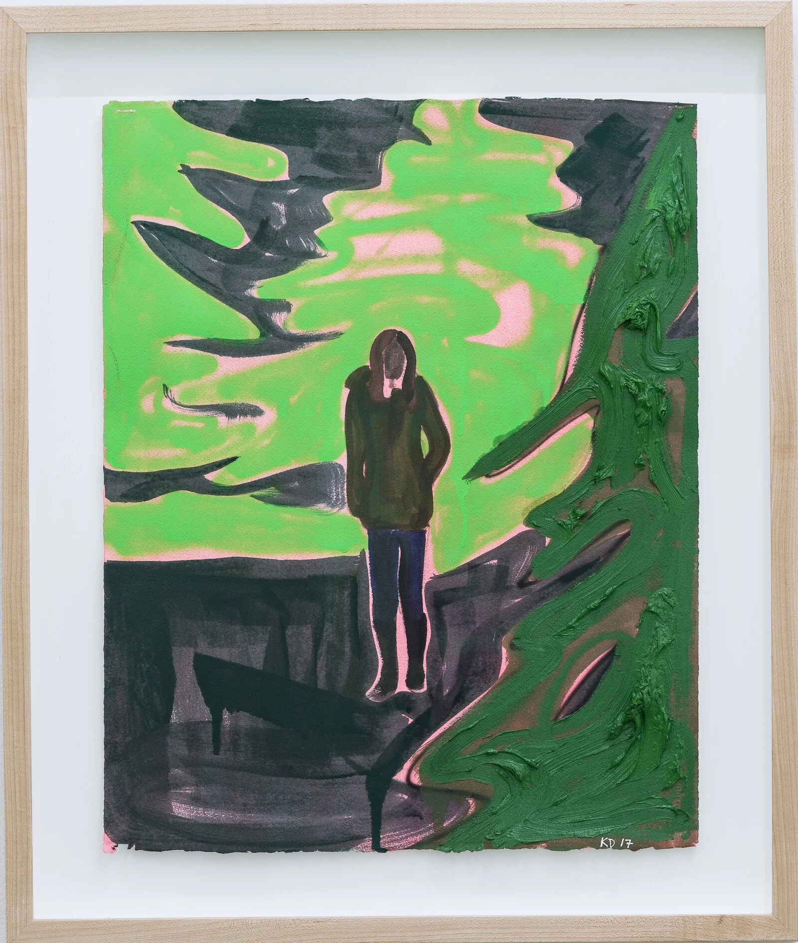 Kim Dorland, Stranger (2017), Oil and spray paint on paper, 10 x 10 in / 50 x 40 cm. Courtesy of BEERS London and the artist.
