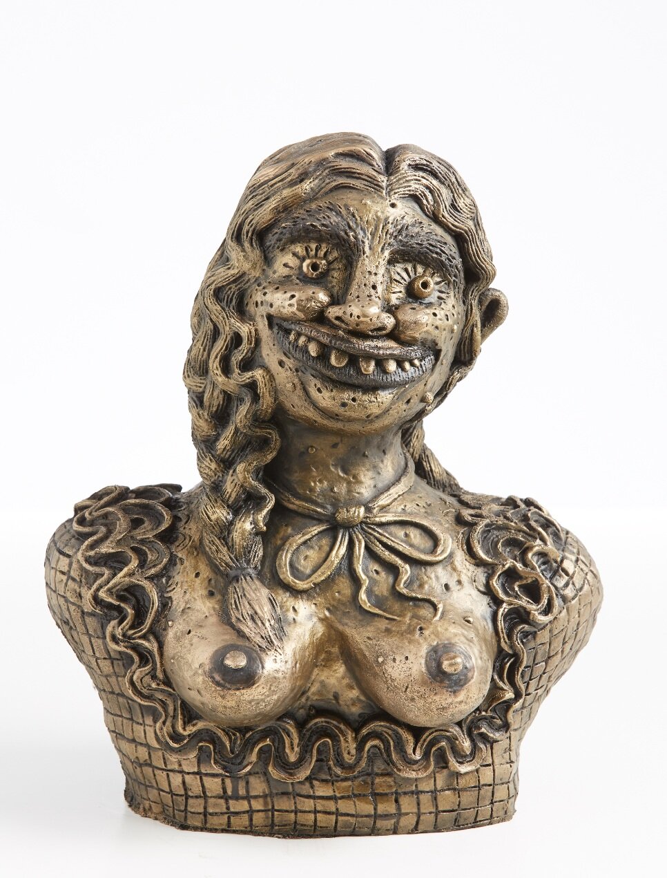 Rebecca Morgan Big Wisconsin Girl, 2018 Brass 16 × 15 × 9 in 40.6 × 38.1 × 22.9 cm Courtesy of Asya Geisberg Gallery.