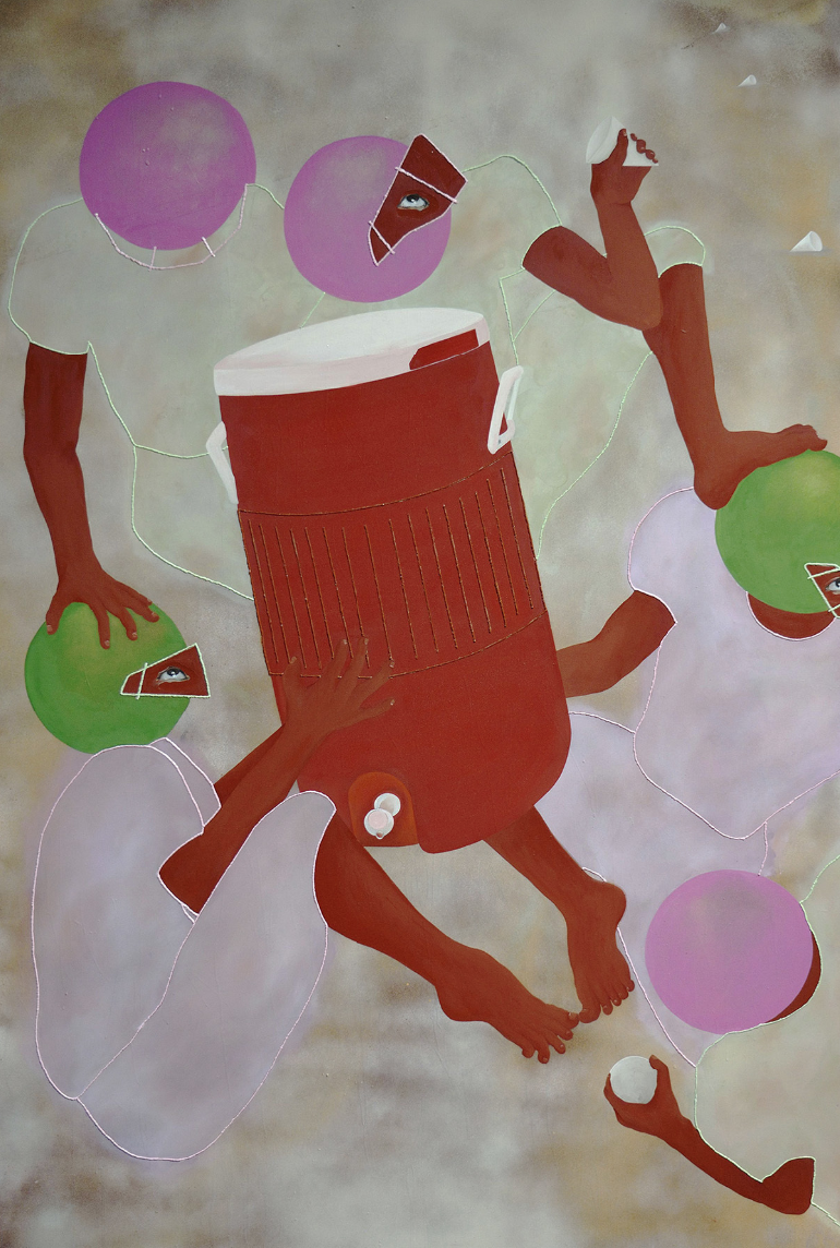 Ranee Henderson Defensive formationz, 2017 Oil on canvas 72 × 48 in 182.9 × 121.9 cm Courtesy of Rubber Factory
