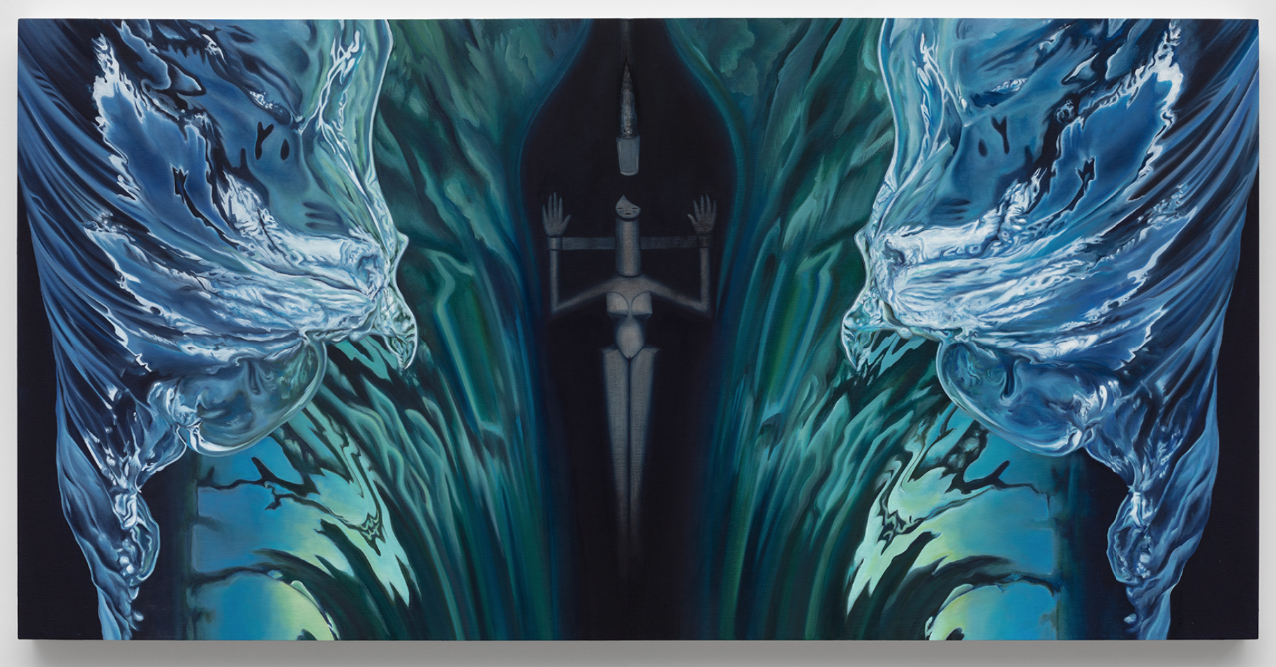 Lucia Love Lady of the Lake, 2020 Oil on panel 24 × 48 in 61 × 121.9 cm Courtesy of JDJ