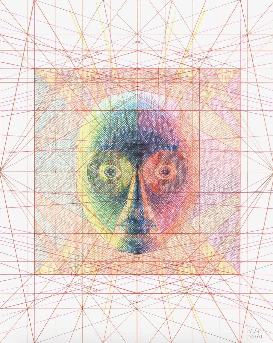 Michael Bilsborough Xeeb, 2019 Colored pencil on bristol 20 × 16 in 50.8 × 40.6 cm Courtesy of New Discretions
