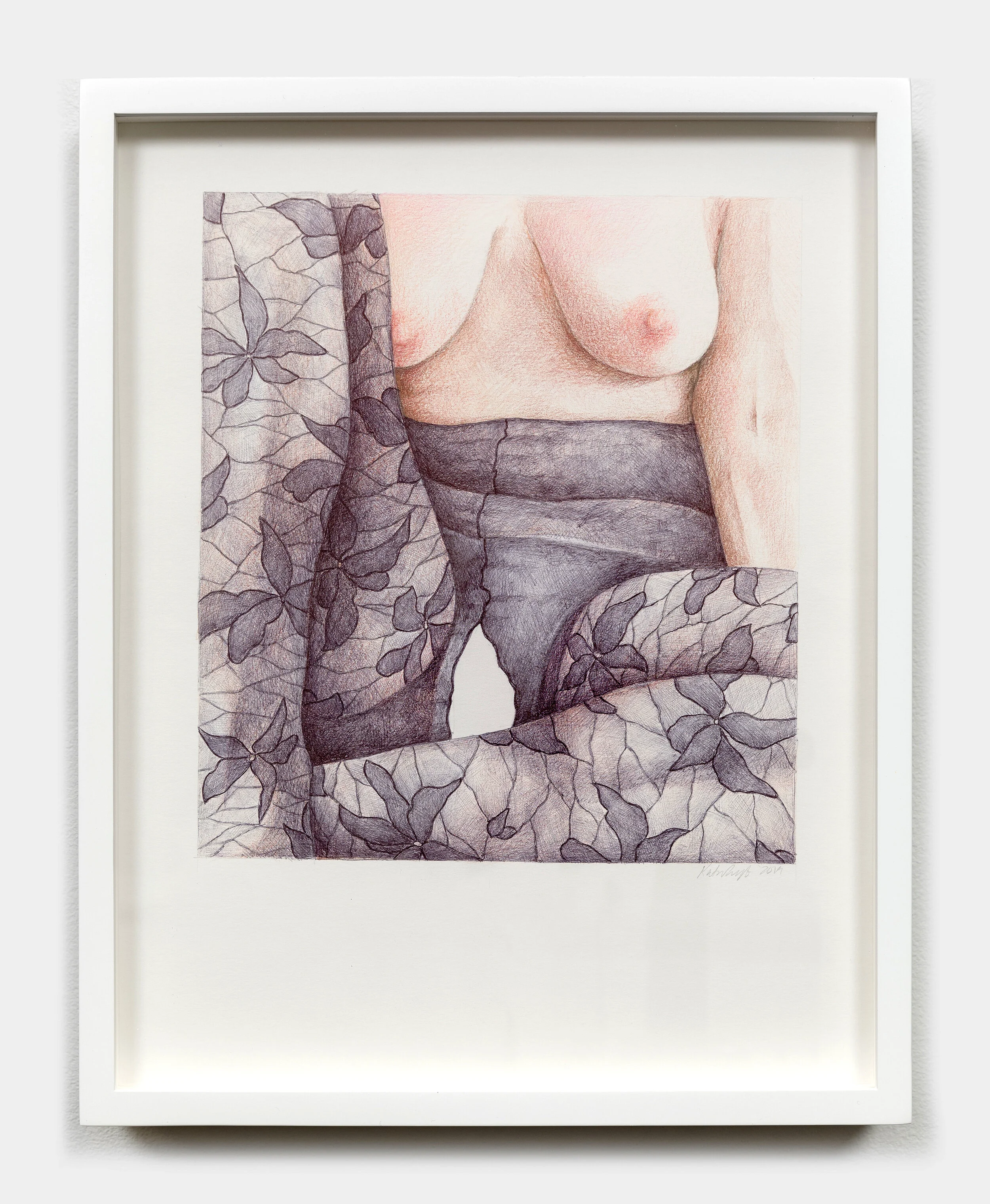 Katarina Riesing, Untitled (2019), Colored pencil and ballpoint pen on paper, 14 x 11 in / 35 x 27 cm. Courtesy of Asya Geisberg Gallery and the artist.