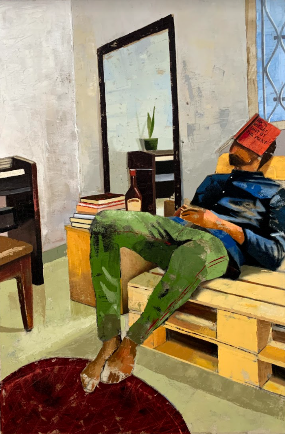 Oyo Ayotunde, Let me Live ( 2020) Oil and acrylic on Canvas, 24 x 36 in. Courtesy of Nyama Winwood and the artist.