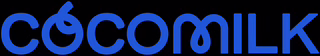 Blue stylized logo text reading 'cocomilk' with a unique design where the first 'o' has a coconut shape on top