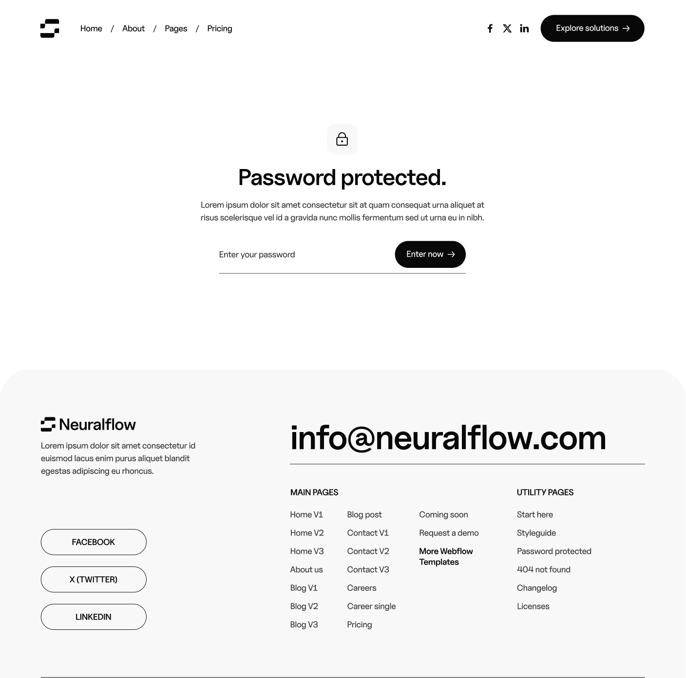 Neuralflow - Password Protected Utility Page - AI Solutions Webflow Template | BRIX Template
