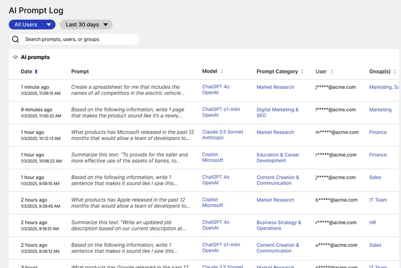 AI prompt log screenshot