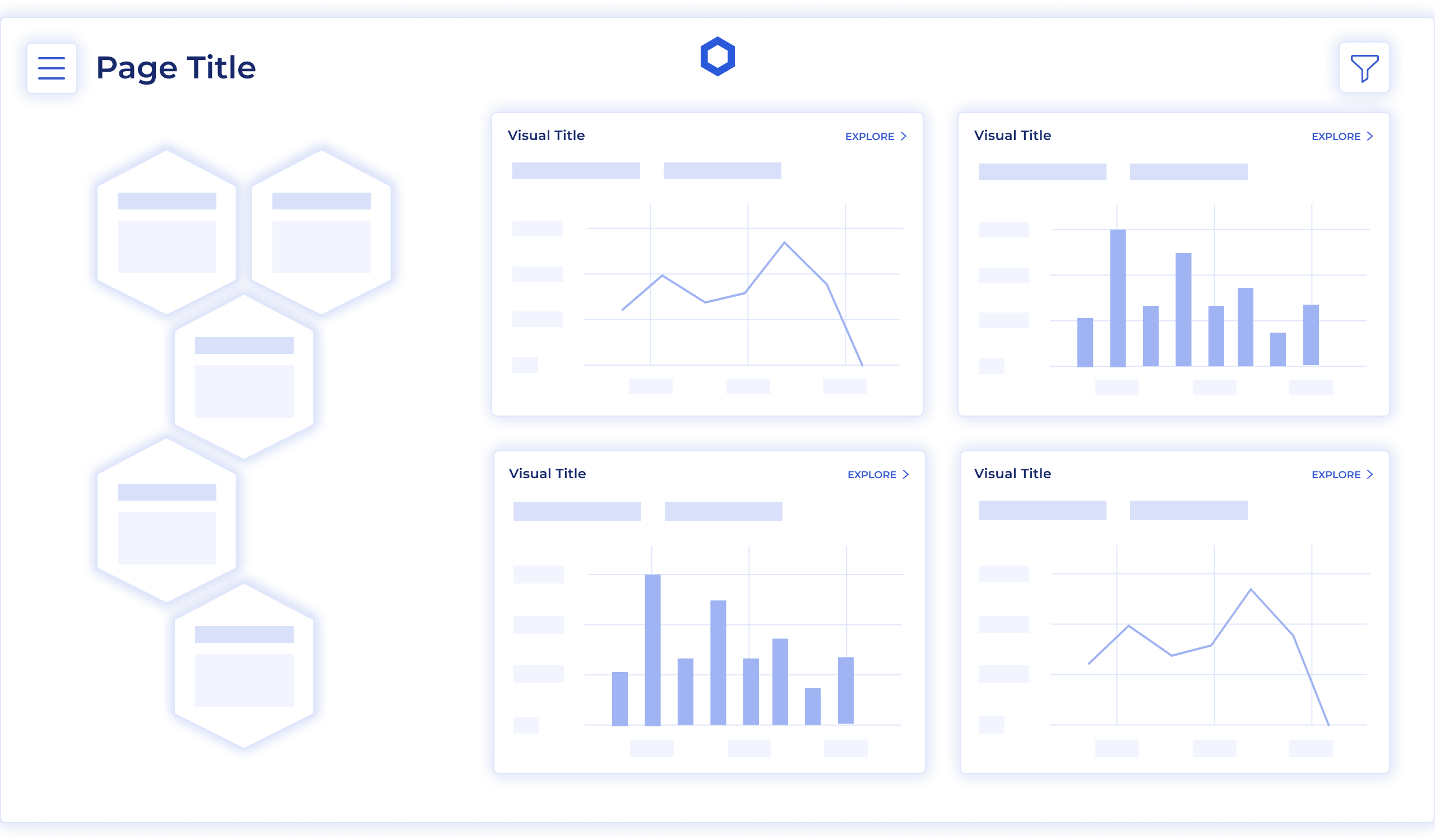 Explore view dashboard wireframe