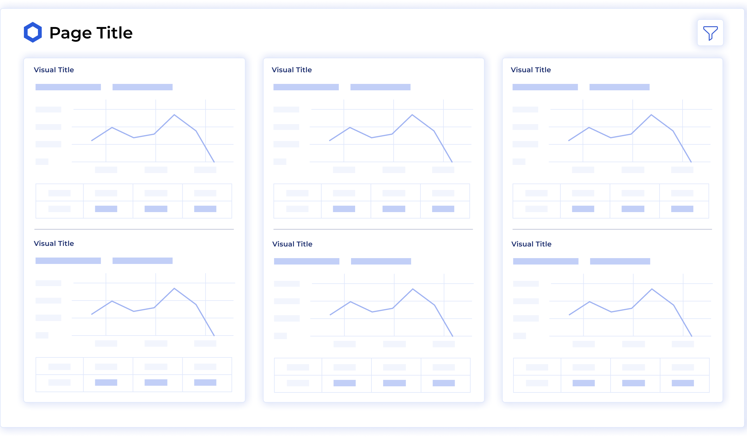 KPI card dashboard wireframe