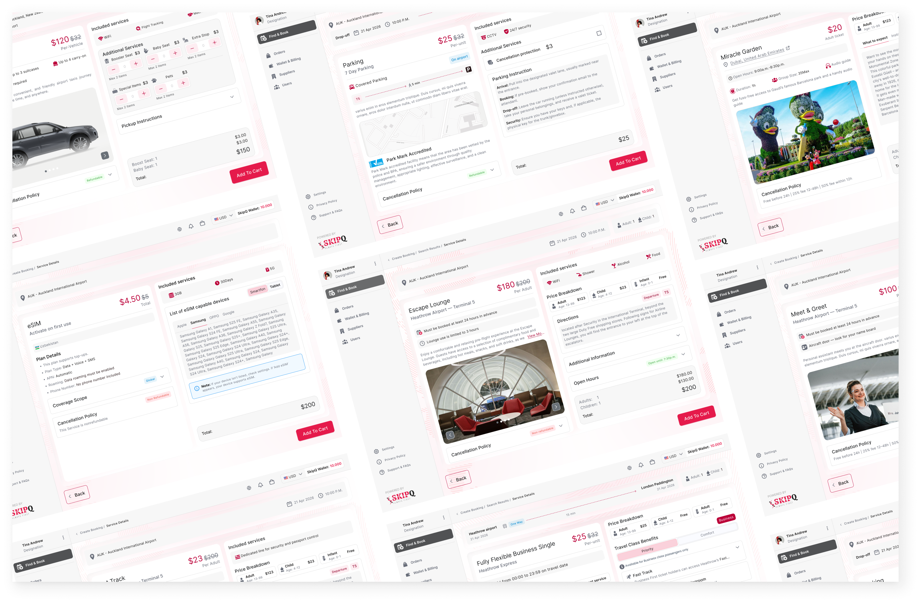 SkipQ product interface pages