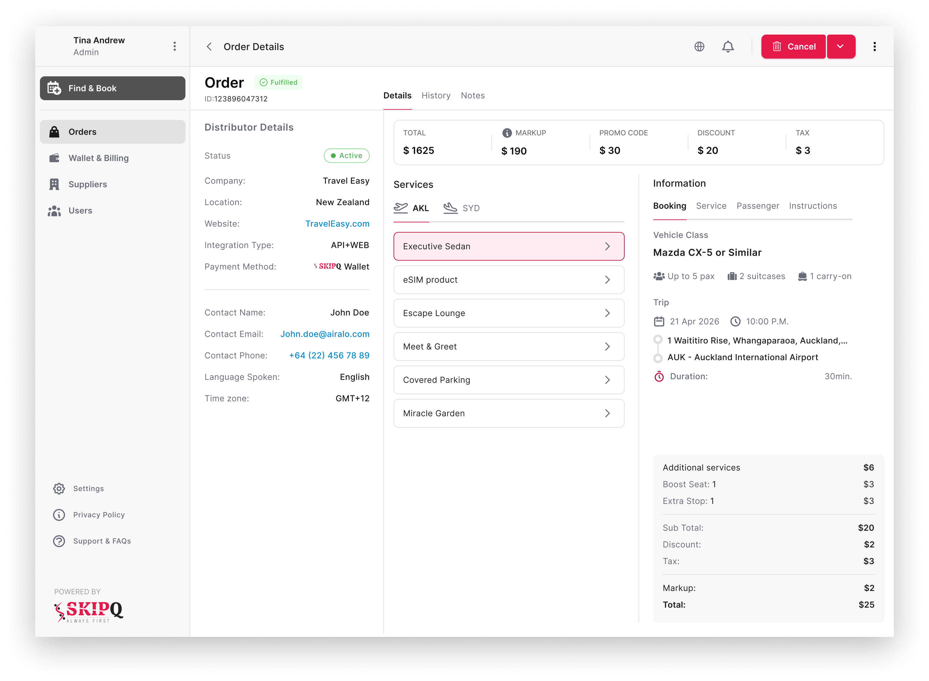 SkipQ Admin wireframes 4