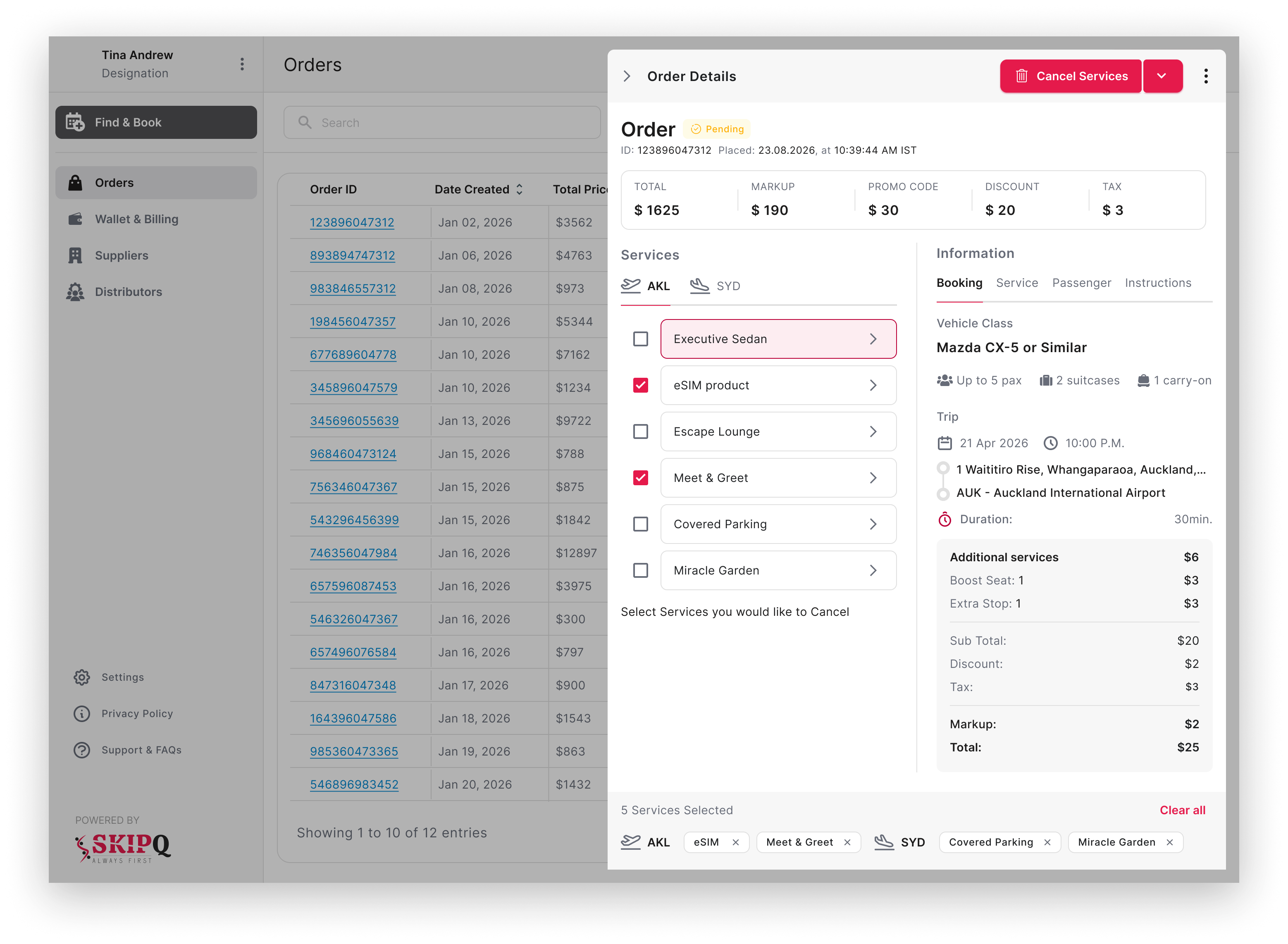 SkipQ Admin wireframes 2