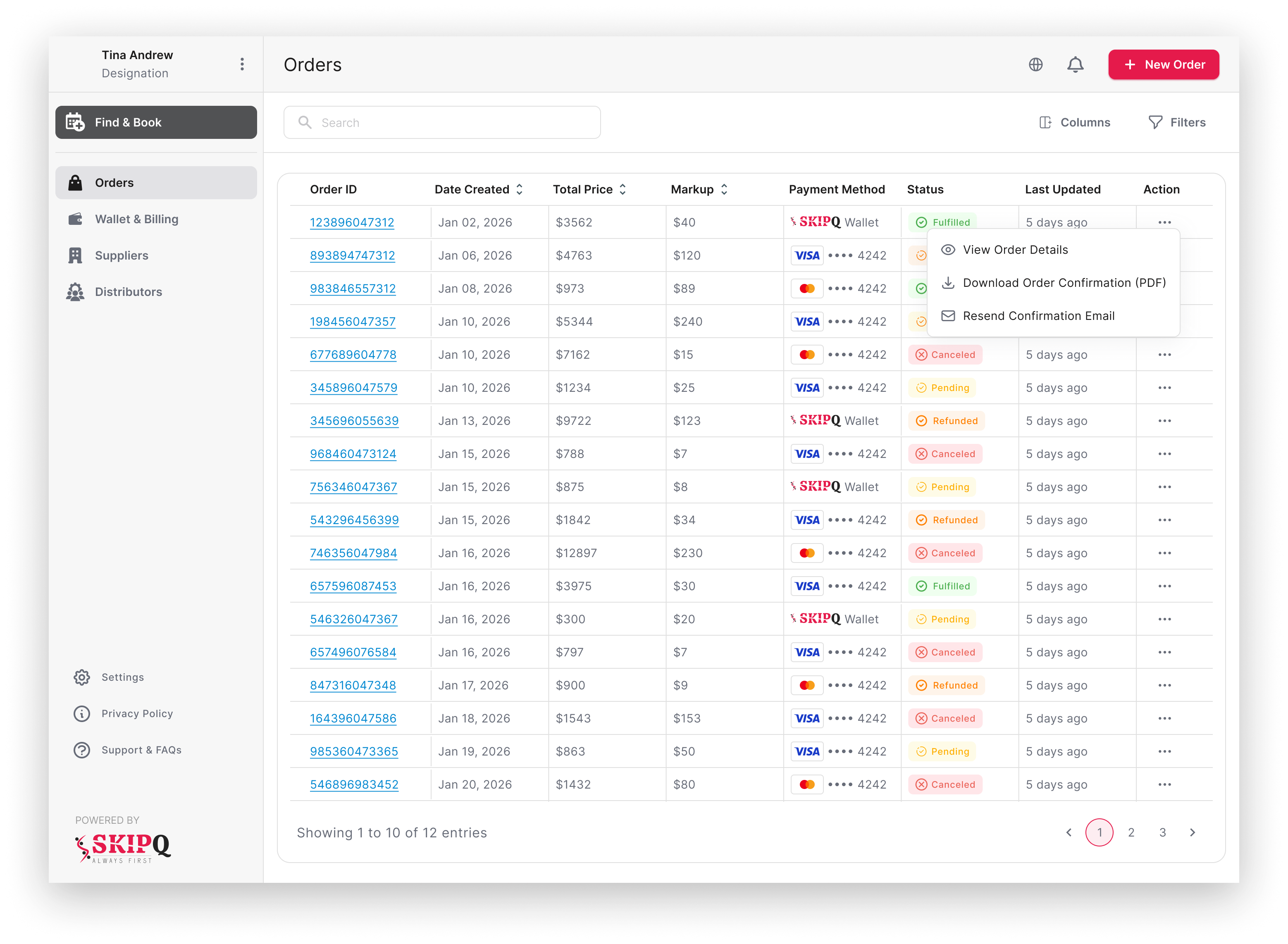 SkipQ Admin wireframes 1