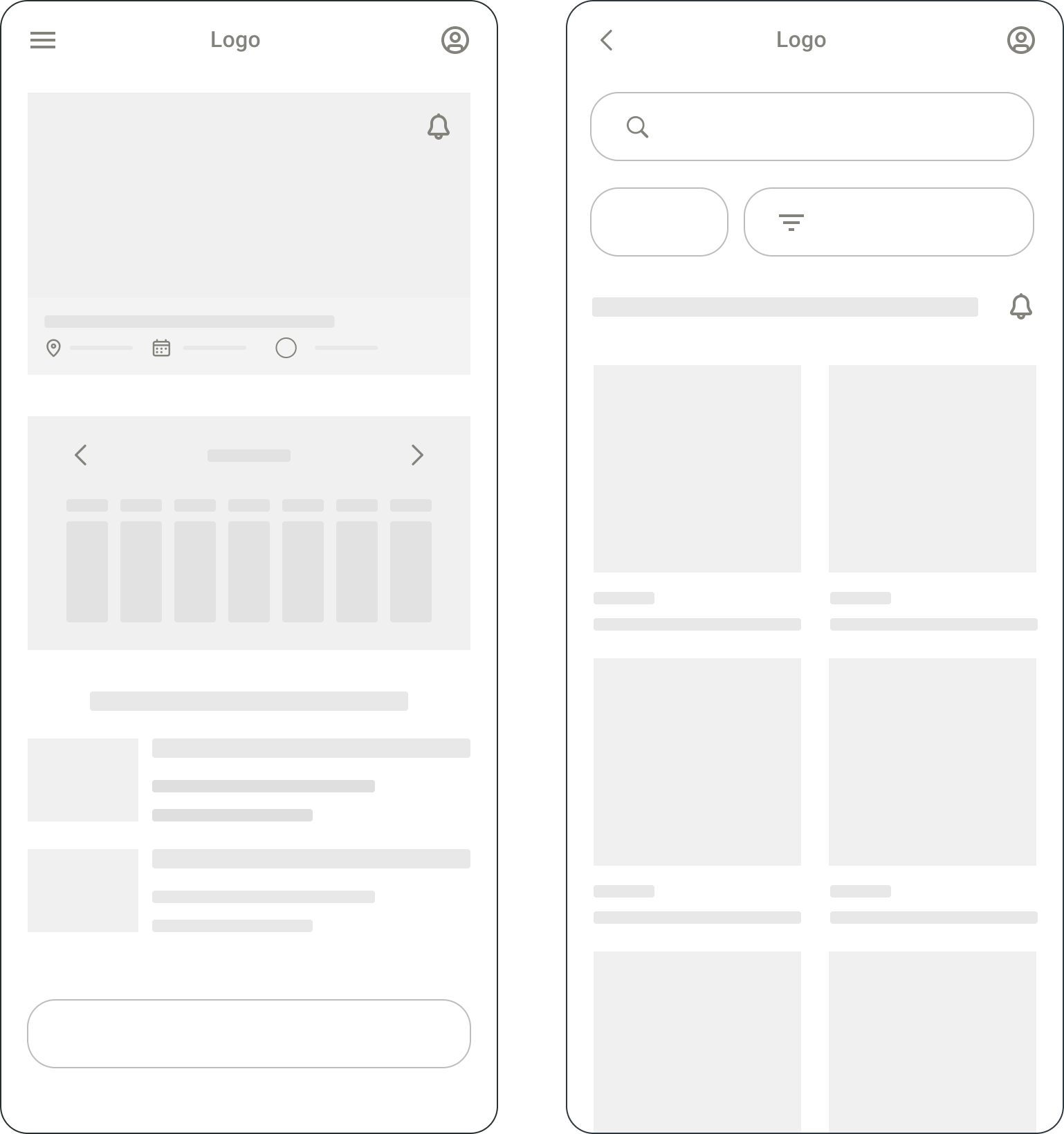Casual Meal wireframes 1