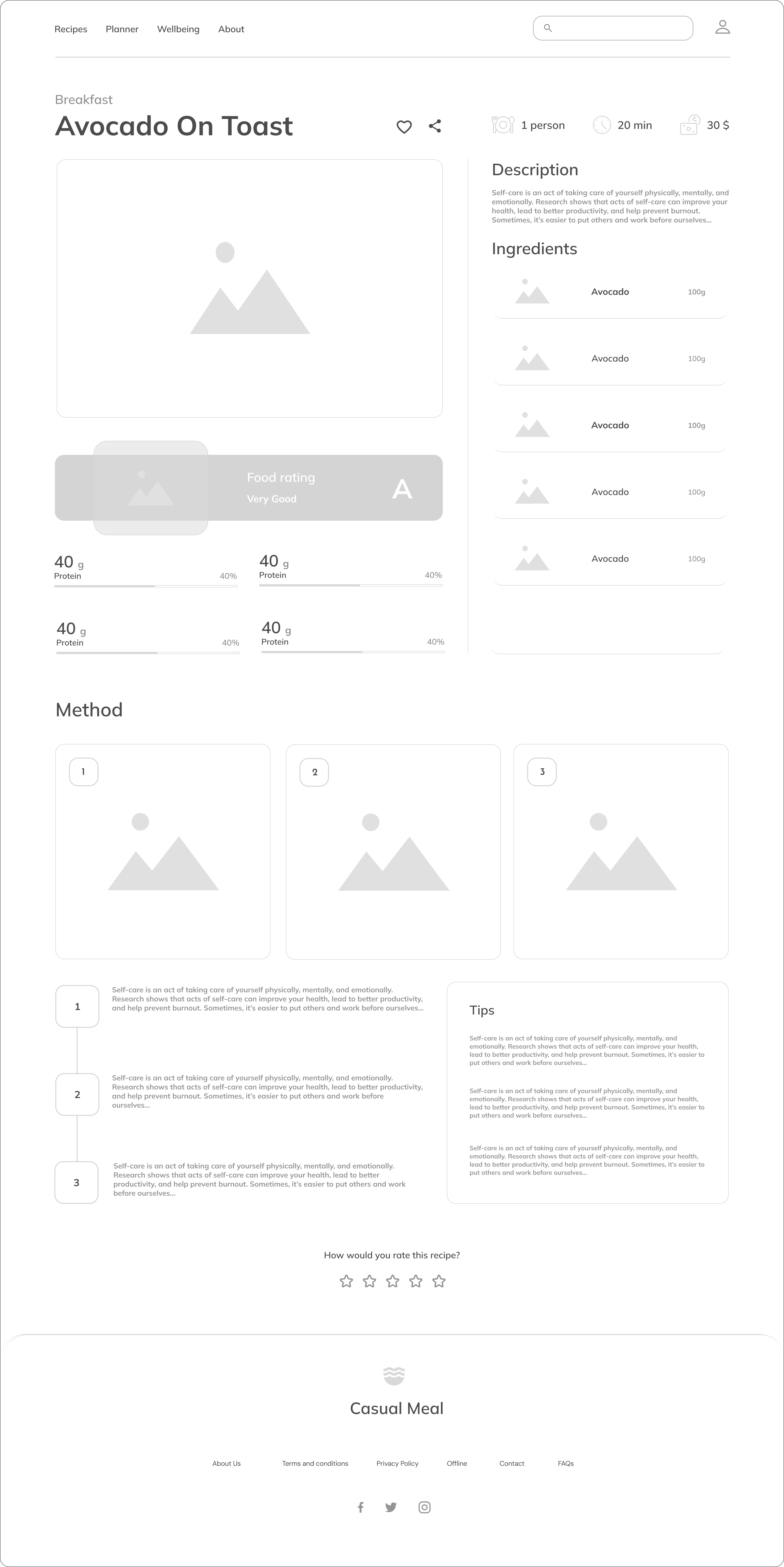Casual Meal wireframes 4