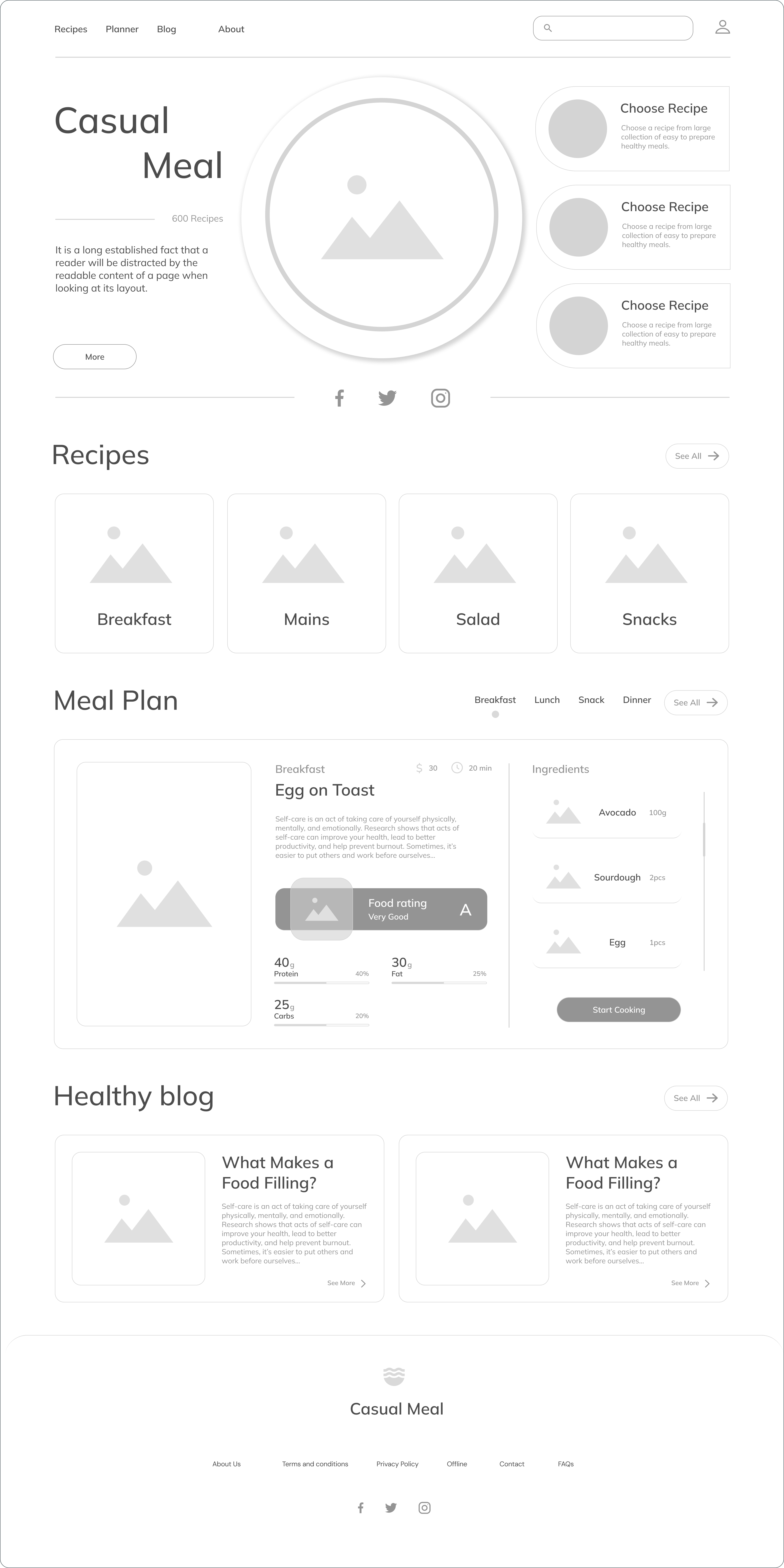 Casual Meal wireframes 3