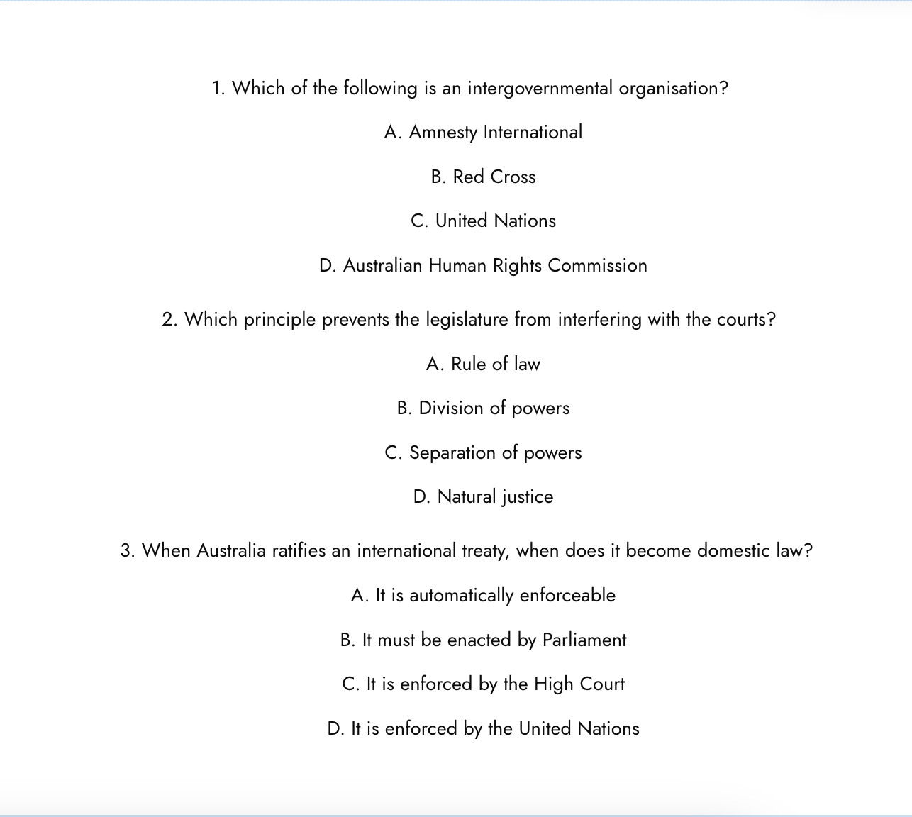 25 Human Rights Practice Questions (By Section)