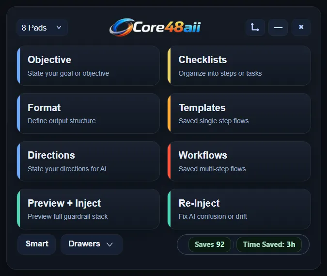 Core48aii's 8 pad vertical layout