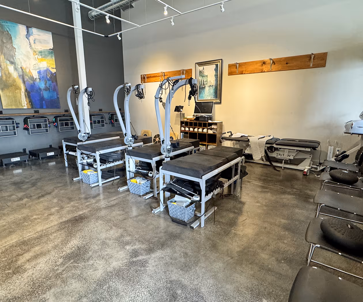 Patient receiving spinal decompression therapy for herniated disc and chronic back pain relief