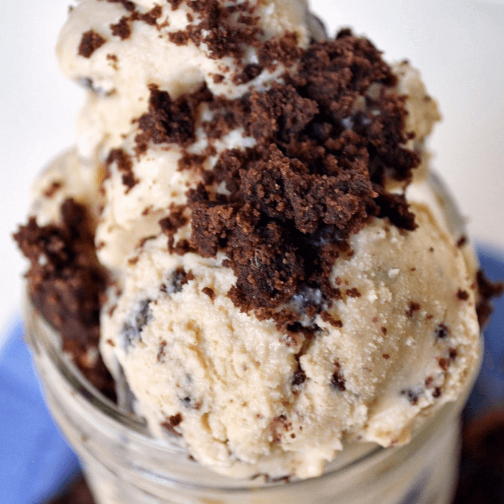 salted caramel brownie ice cream in a cup