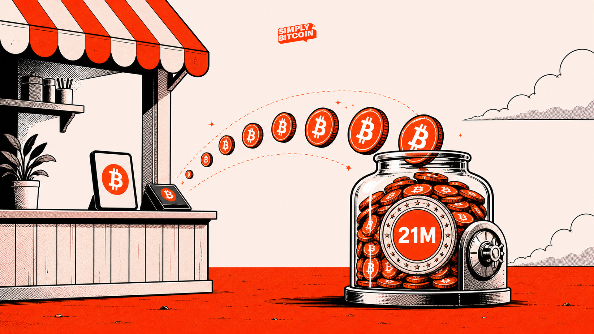 A business receives sats into a strong 21M treasury jar