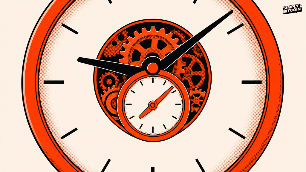A small clock nested inside the face of a much larger clock, symbolizing one cycle running inside a bigger one.