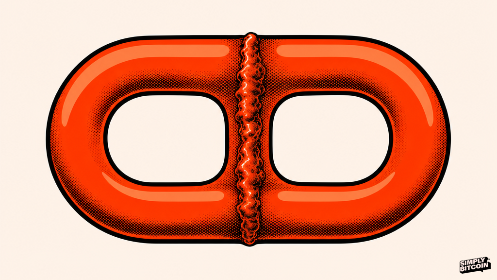 A single welded chain link with no opening, symbolizing a settled fact that cannot be reopened.