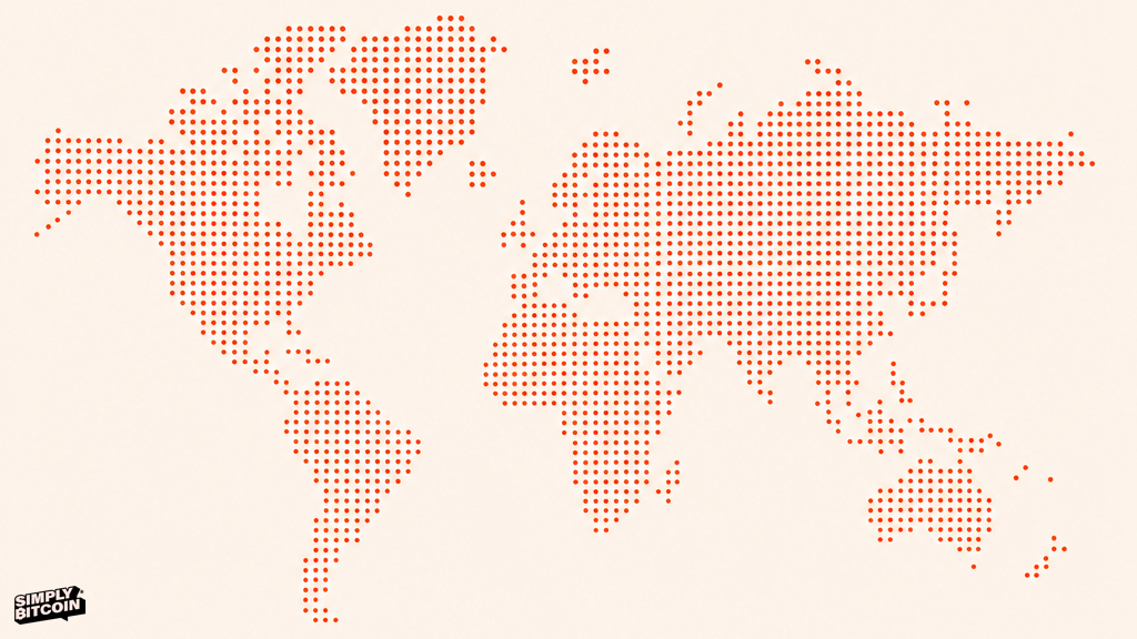 A world outline made of many small, evenly sized glowing dots spread across every continent.