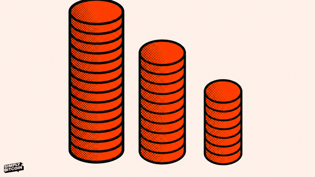 A flat graphic shows three successive columns of coins available for sale getting shorter over time.