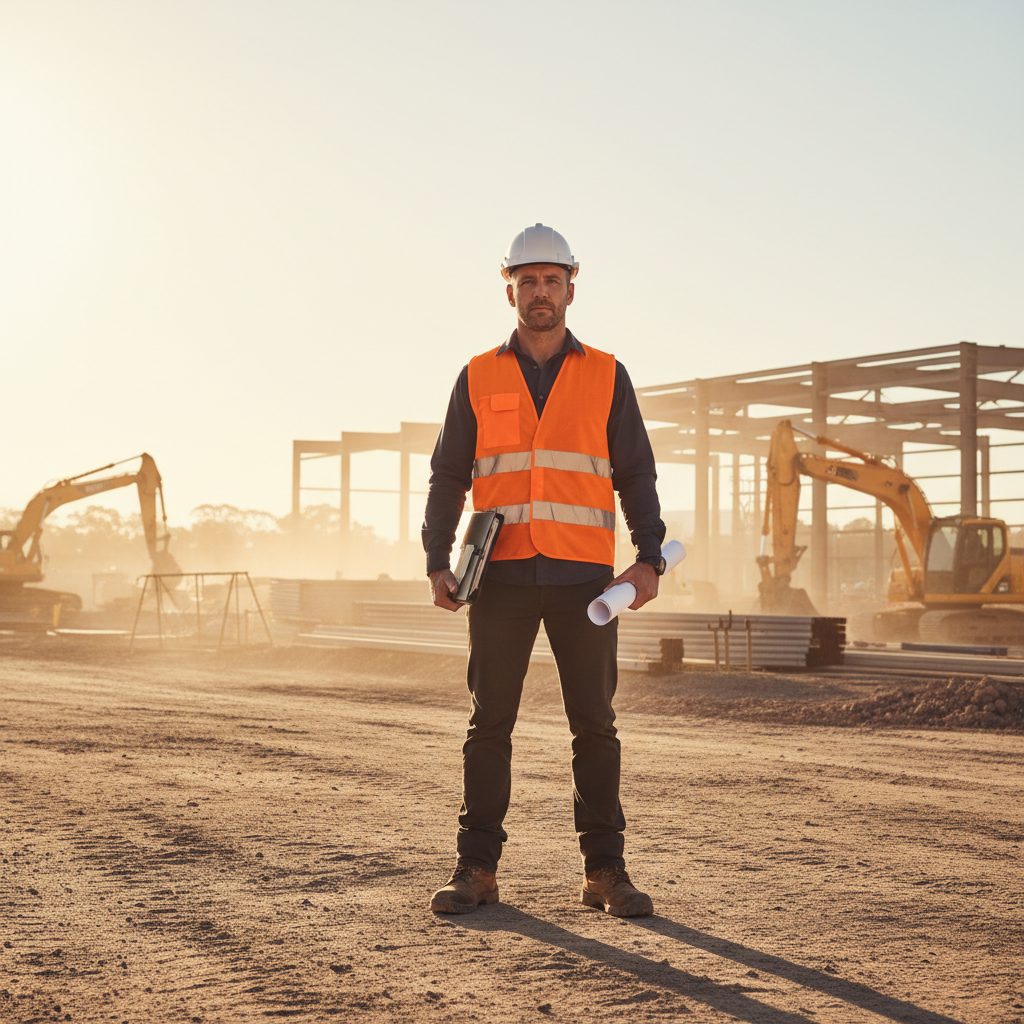 Experienced Australian tradesman managing project on construction site
