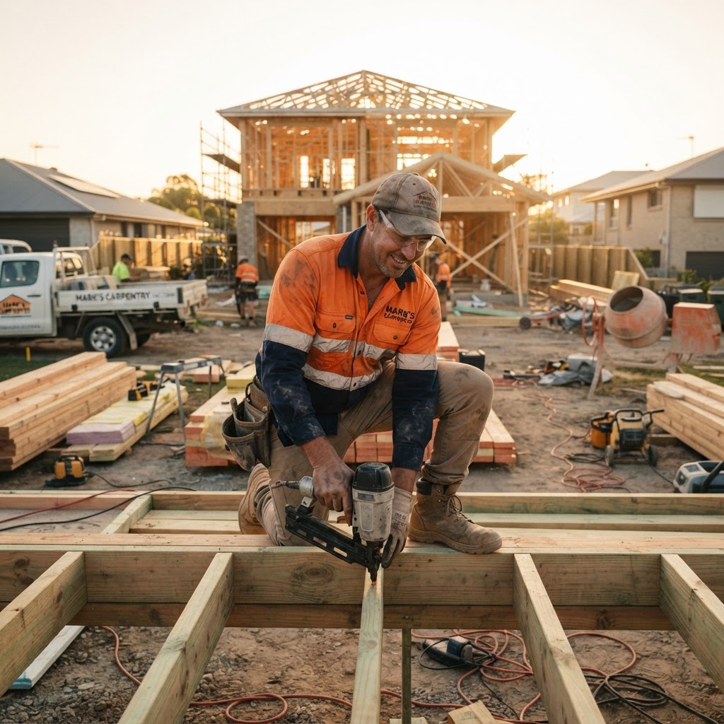 Self employed Australian tradie on construction site