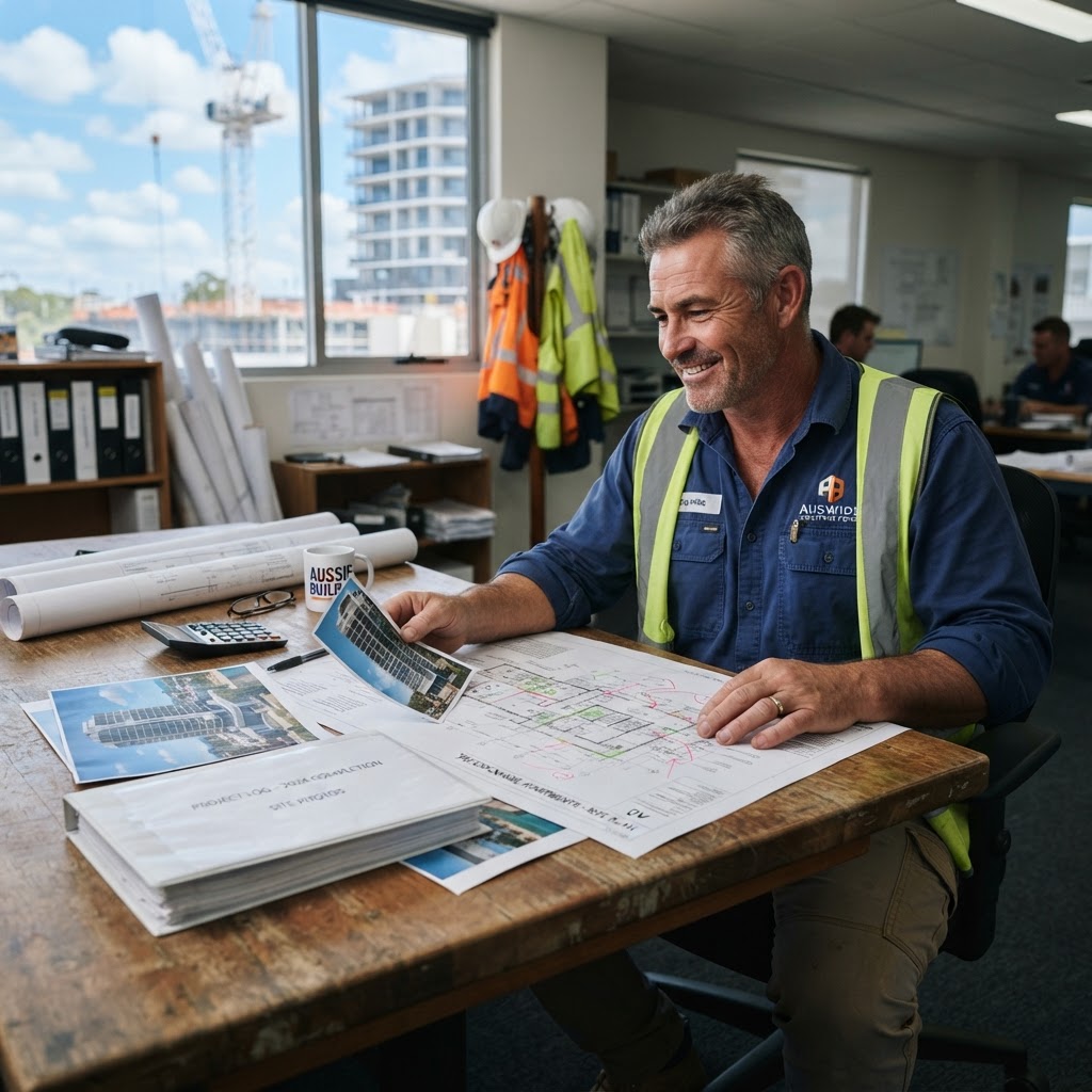 Tradesman reviewing project documentation for RPL