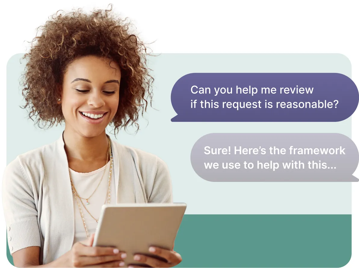 An infographic with four key features: 1. A lightning bolt icon representing 'Fast, automated health verifications.' 2. A computer monitor icon indicating 'Intuitive, easy-to-use user interface and experience.' 3. A checkmark inside a badge symbolizing 'End-to-end interactive process digitized.' 4. An icon of a person with circles around it, denoting 'On-demand ADA and disability experts available.'