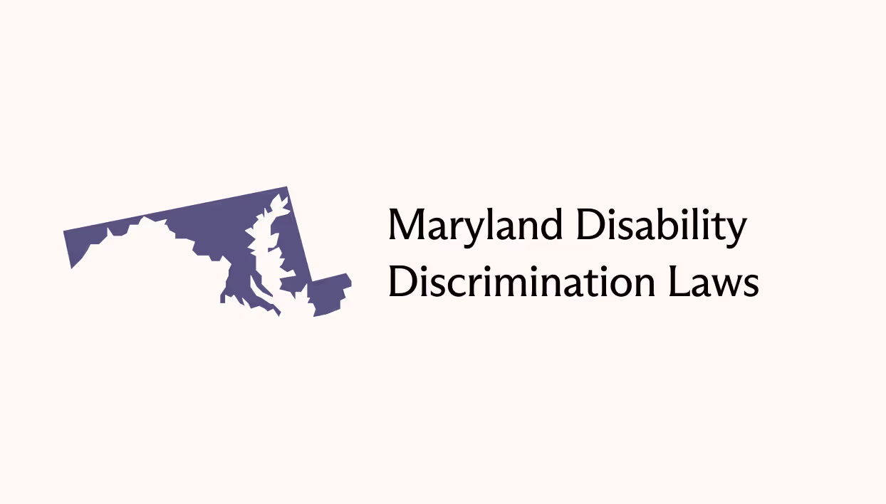 Shape of the state of Maryland with the article's title to the right.