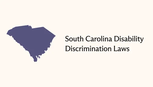 Shape of the state of South Carolina with the article's title to the right.