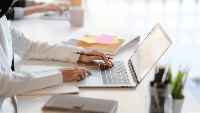 Person using a laptop.